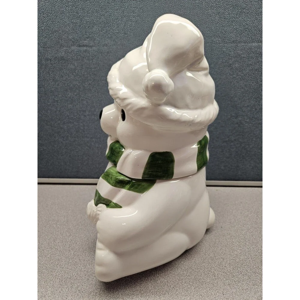 Vintage 1991 Home Interiors by Homco White Polar Bear Cookie Jar w/ Teddy Bear